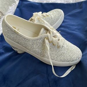Keds Kate Spade glitter ivory, white size 7 1/2 like new